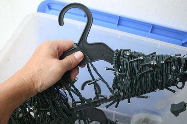 Wire Hanger Christmas Light Storage
