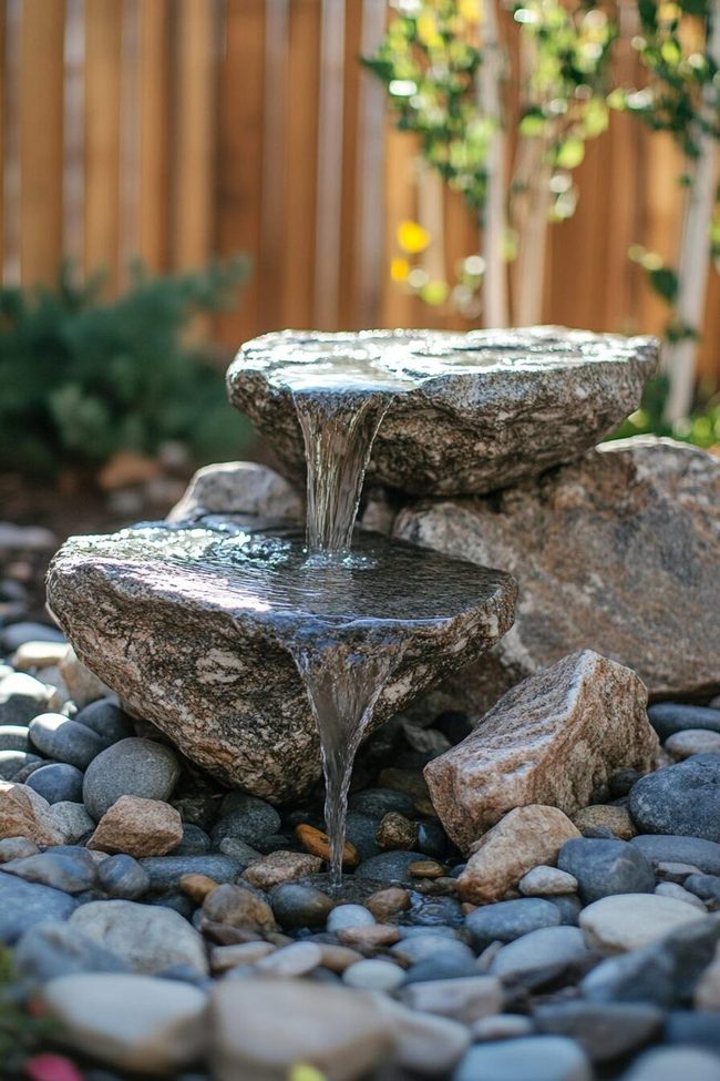 Water Flowing From Stone Boulder