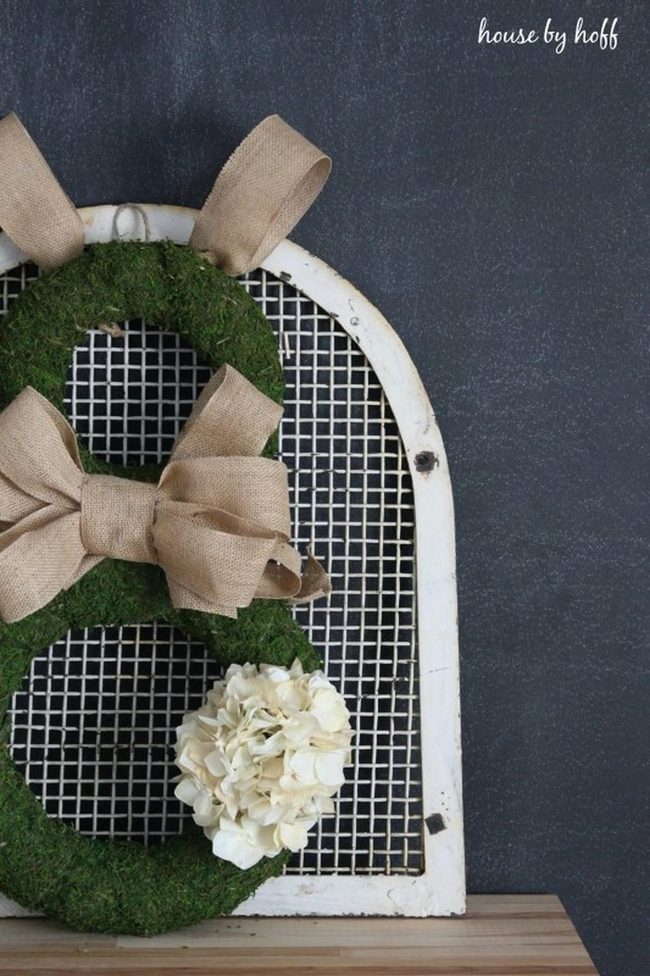 Green Moss Wreaths White Flowers