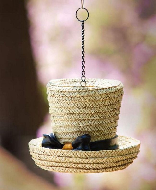 Straw Hat Bird Feeders