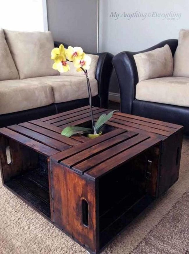 Dark Wood Crate Storage