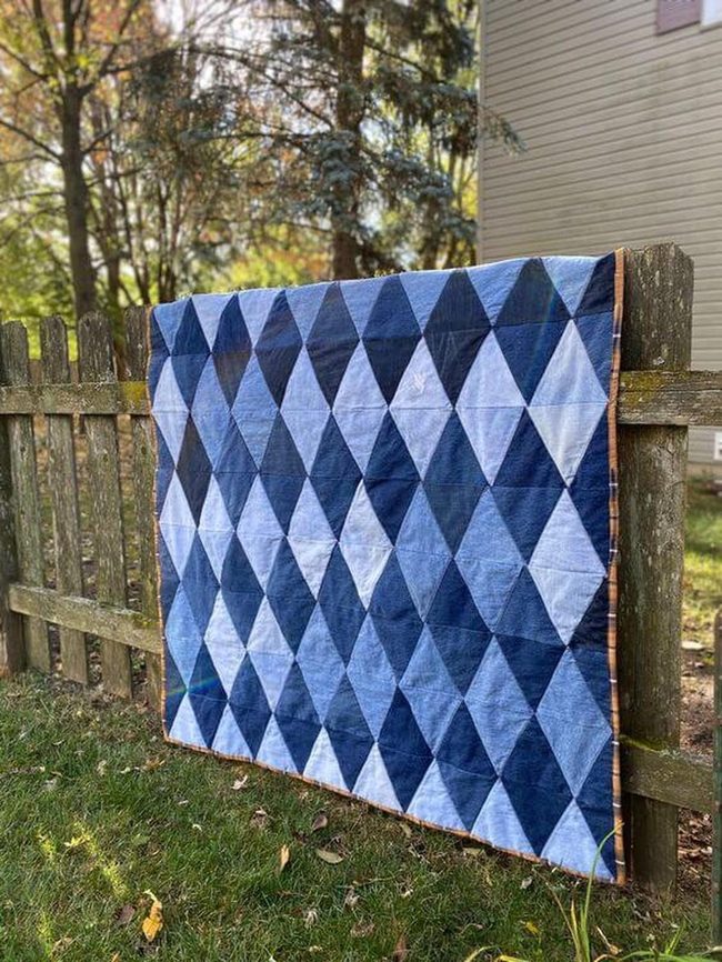Blue Diamond Patchwork Outdoor Blanket