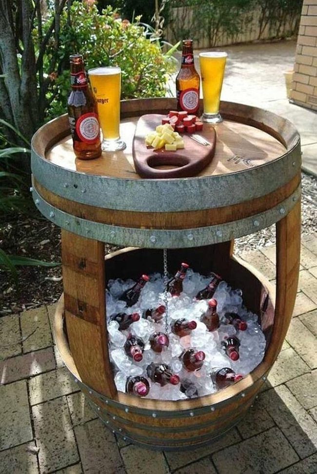 Wooden Barrel Drink Station