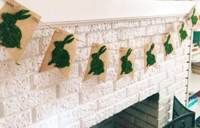 Green Bunny Flags, White Brick