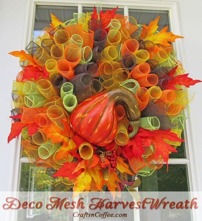 Mesh Tube Autumn Door Circle