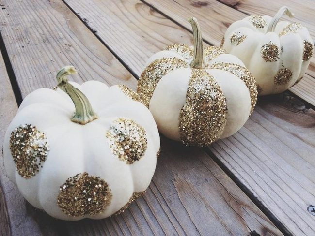 Gold-Dusted White Pumpkins