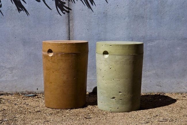 Brown And Green Outdoor Stools