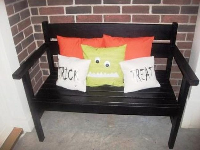 Orange Halloween Pillows, Brick Seating