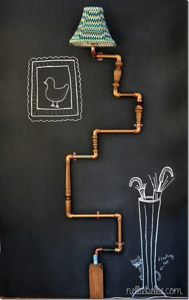 Copper Pipes Blue Lampshade