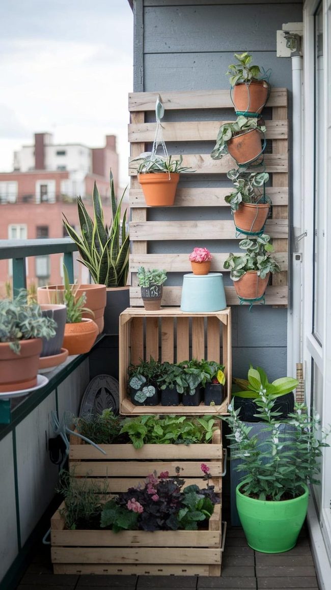 Wooden Ladder Plant Tower
