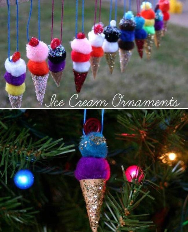 Glitter Ice Cream Pompoms