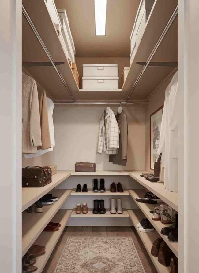 Ceiling Shelving Maximizes Closet Space