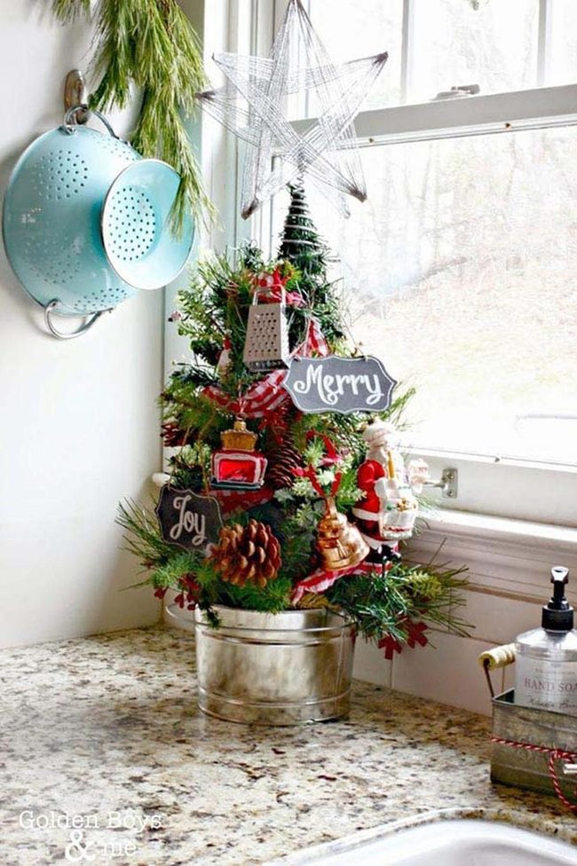 Metallic Bucket Christmas Trees