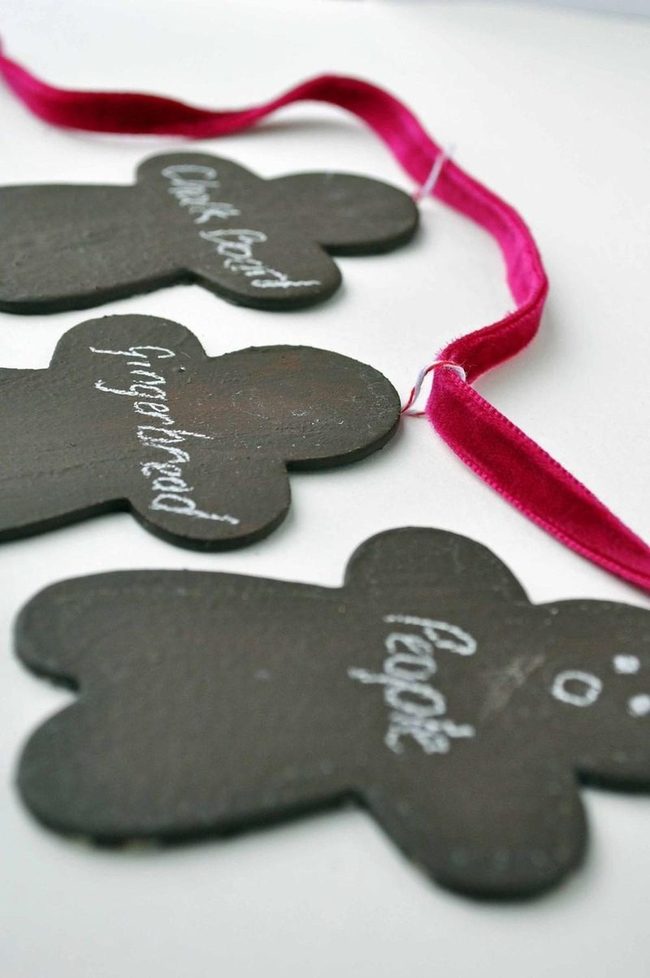 Gingerbread Chalkboards, Pink Ribbon Accents