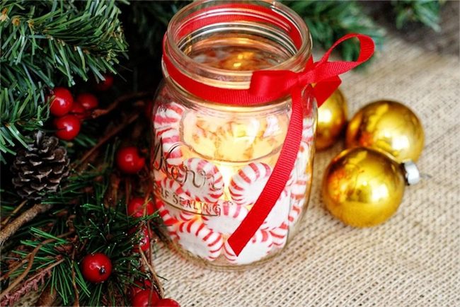 Peppermint Jar Red Ribbon
