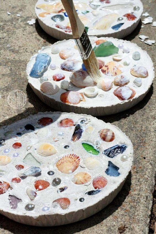Seashell Spiral Garden Mosaics