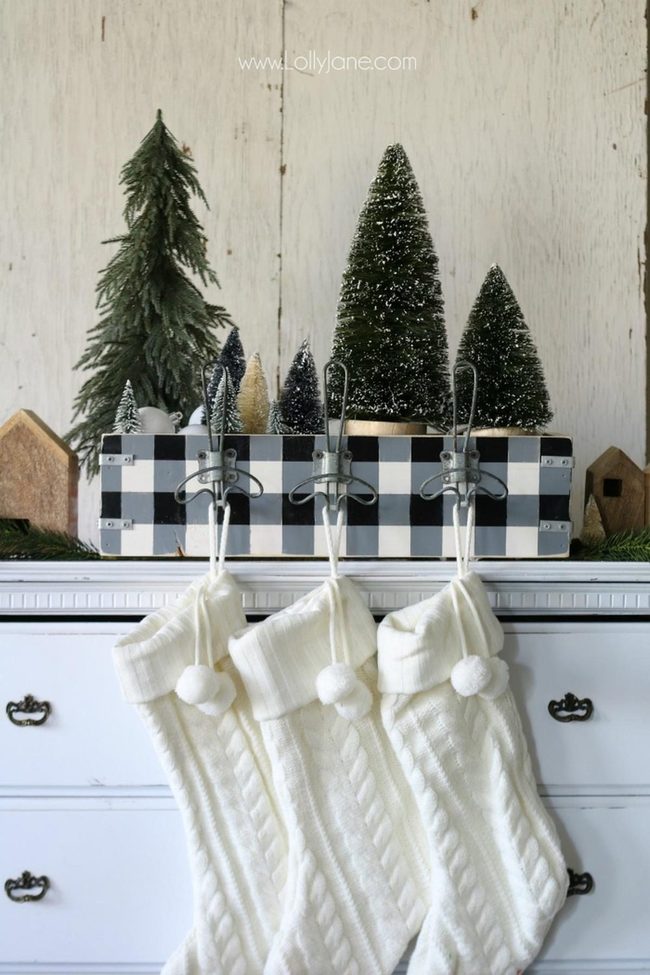 Knitted Stockings On Antique Hooks
