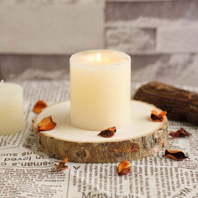 Wooden Base Candlelit Centerpiece