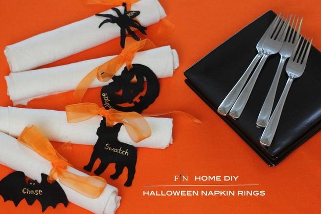Orange Tablecloth Halloween Tablescape