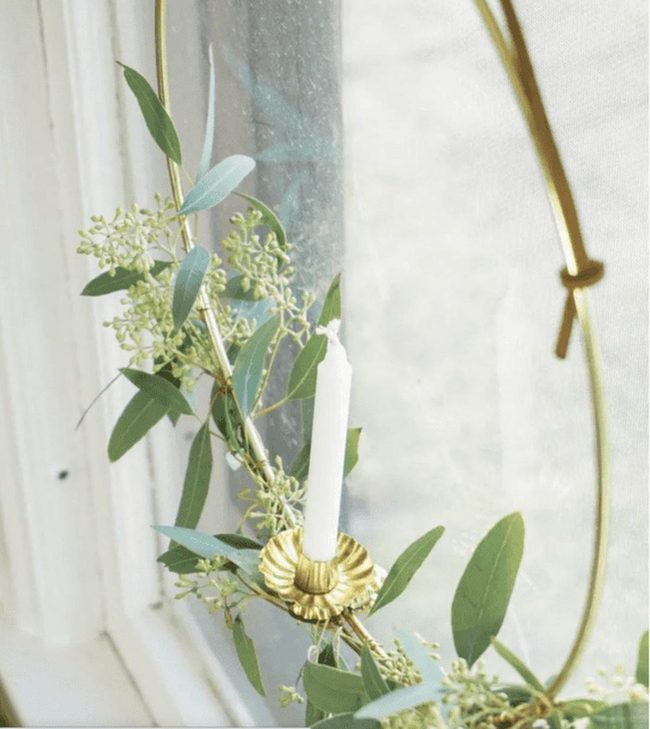 Brass Hoop Eucalyptus Candle Crown