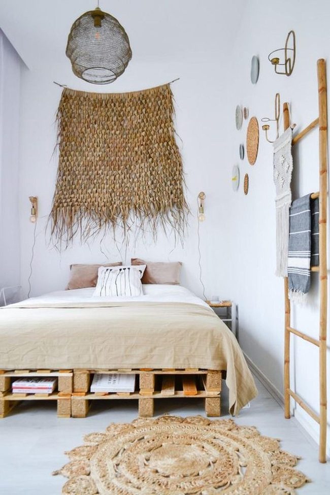 Stacked Wood Pallet Bed