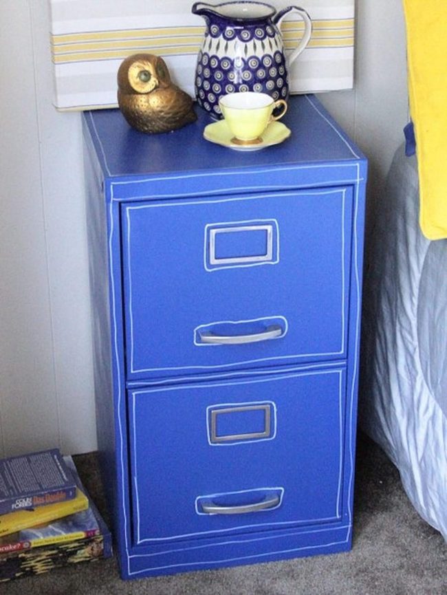 Blue Cabinets, Brass Owls, Yellow Warmth