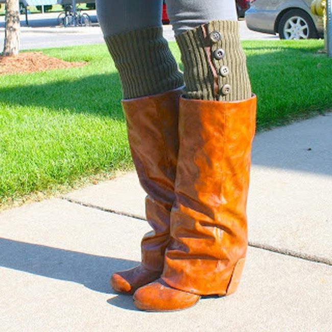 Orange Leather Knee Boots
