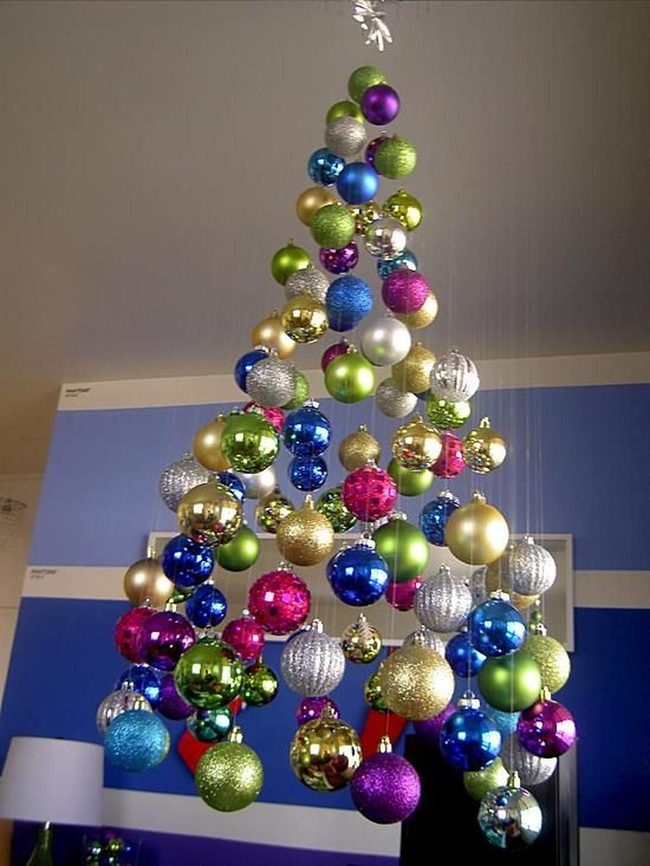 Multicolored Ornaments Blue Backdrop