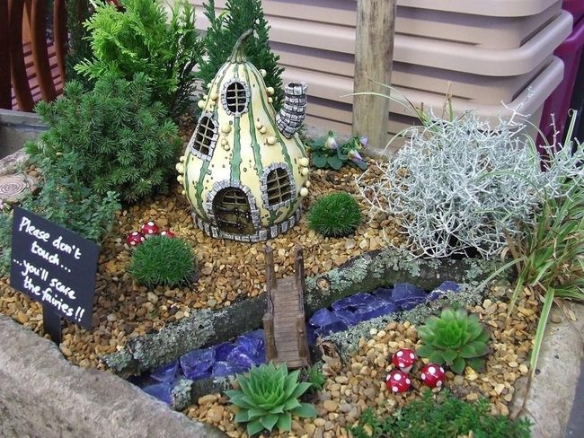Hand-Painted Pumpkin Fairy Cottage