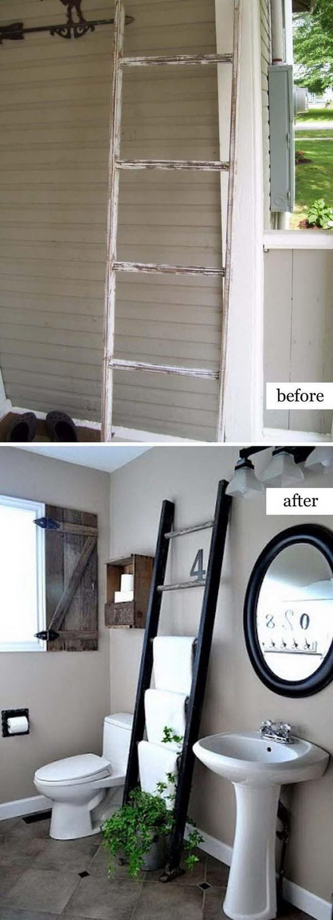 Weathered Wood Towel Ladder