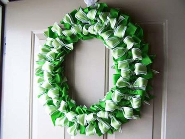 Green And Gold Bow Ribbon Wreath