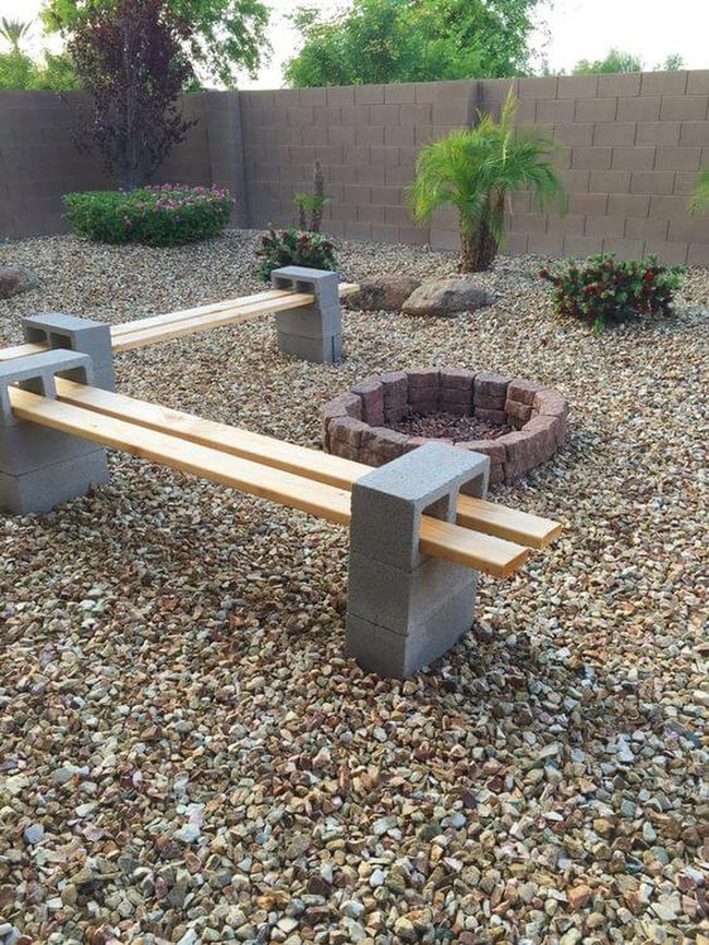 Concrete And Wood Garden Seat