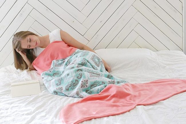 Soft Pink And Blue Mermaid Blanket