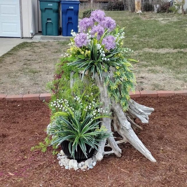 Carved Wood Stump Focal Points