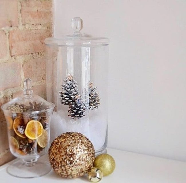 Glitter-Dusted Pinecone Terrariums