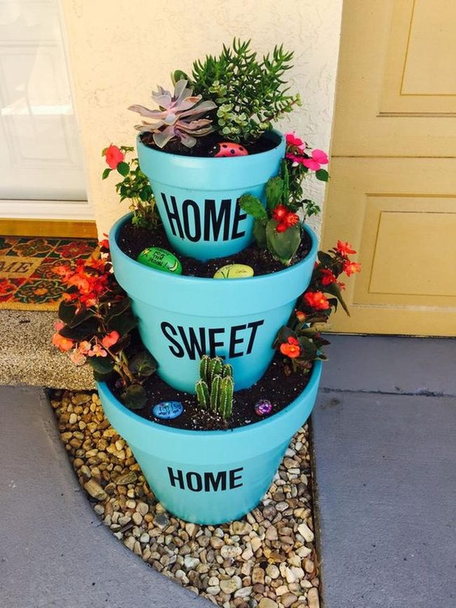 Blue Pyramid Planter Tower