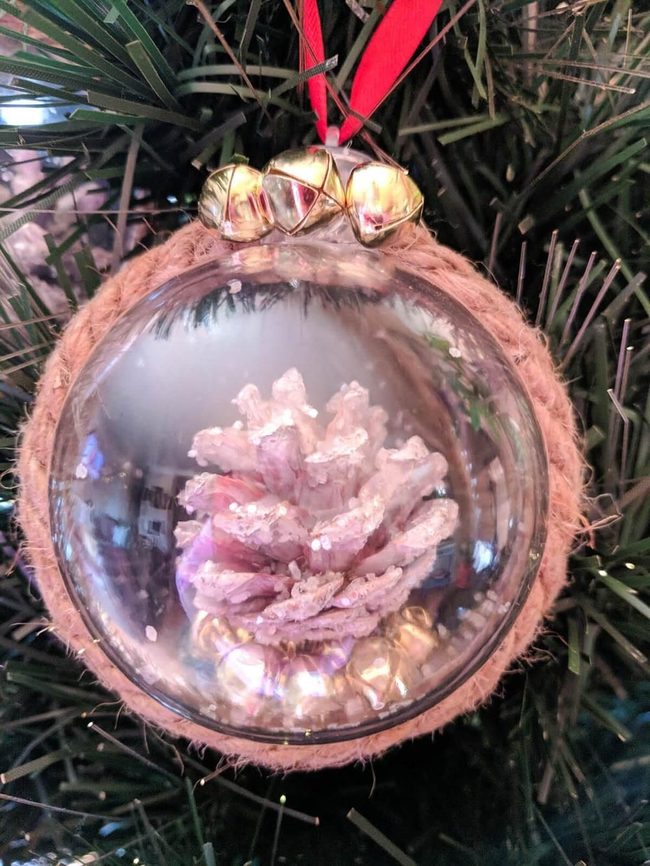 White Pinecone Snow Globe Ornaments