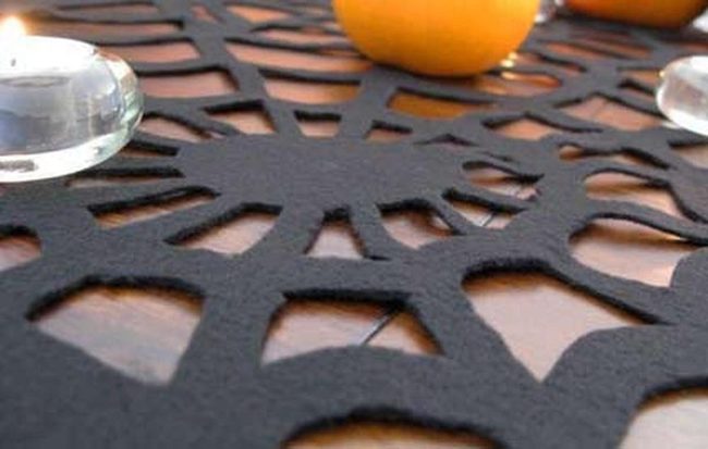 Black Lace Mat With Orange Accents