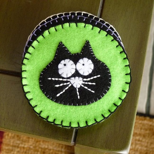 Green Felt Cat Patch