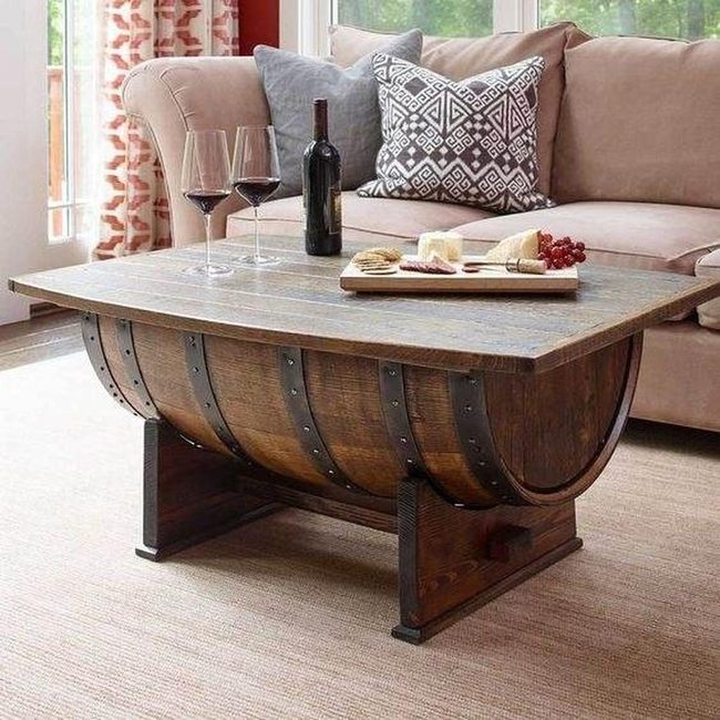 Whiskey Barrel Wood Table