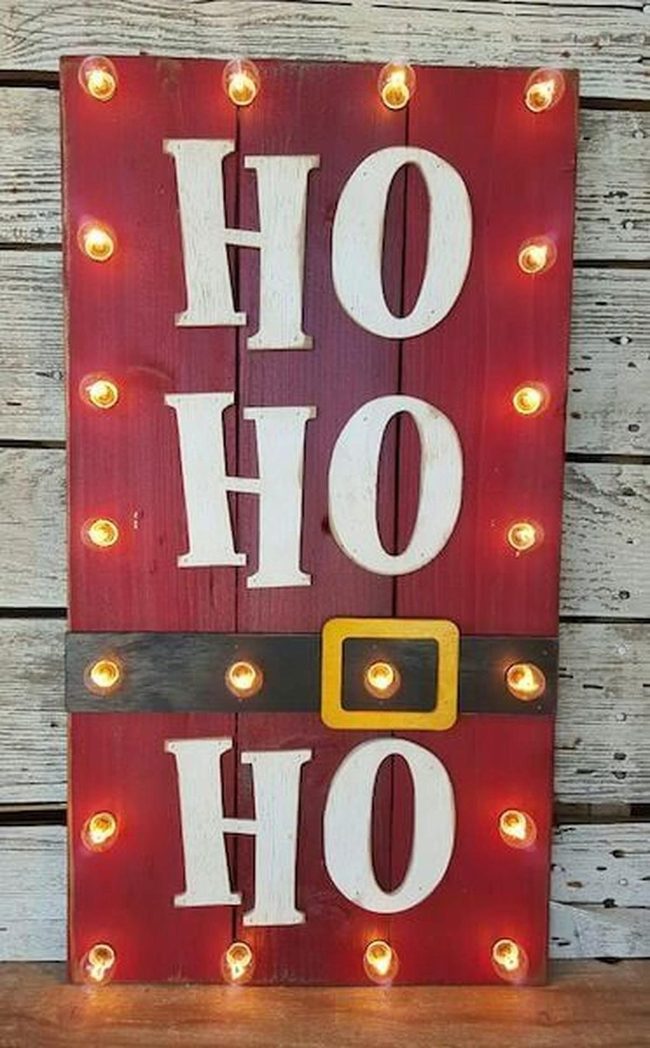 Red Wood Santa Belt Sign