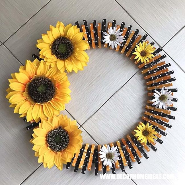 Sunflower Clothespin Wreath