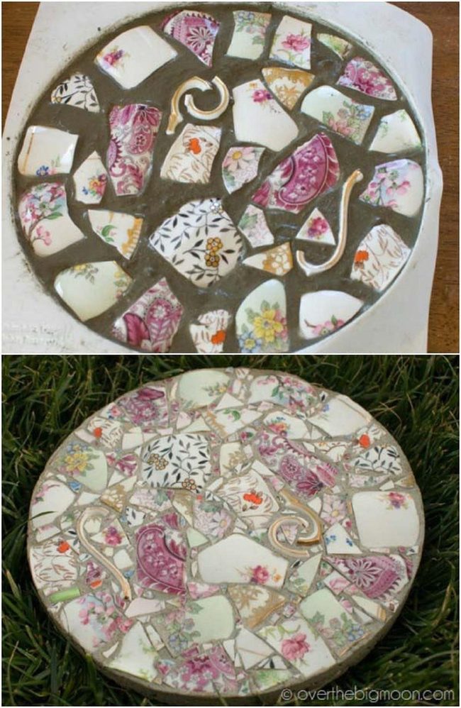 Broken Glass Garden Stepping Stones