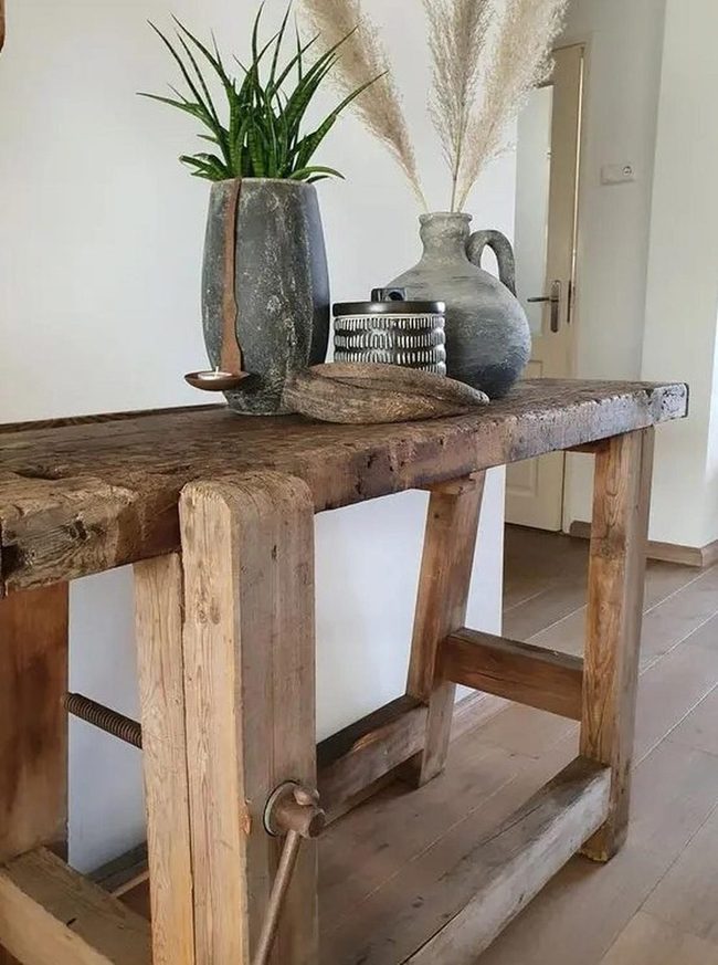 Weathered Wood And White Pampas