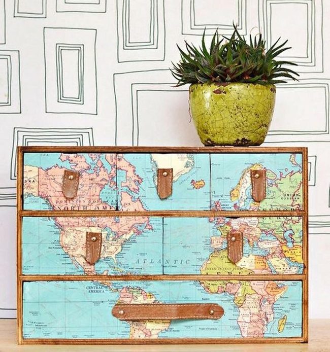 World Map Dresser Multicolor
