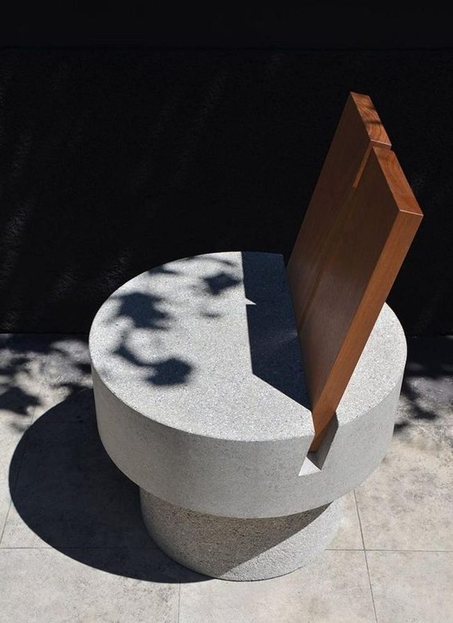 Gray Stone And Walnut Statement Chair
