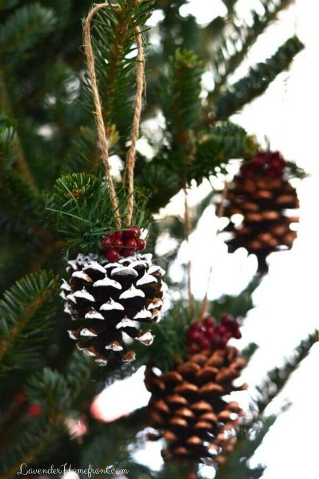 White And Copper Pinecone Ornaments