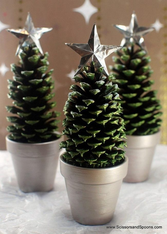 Metallic Star Pinecone Trees