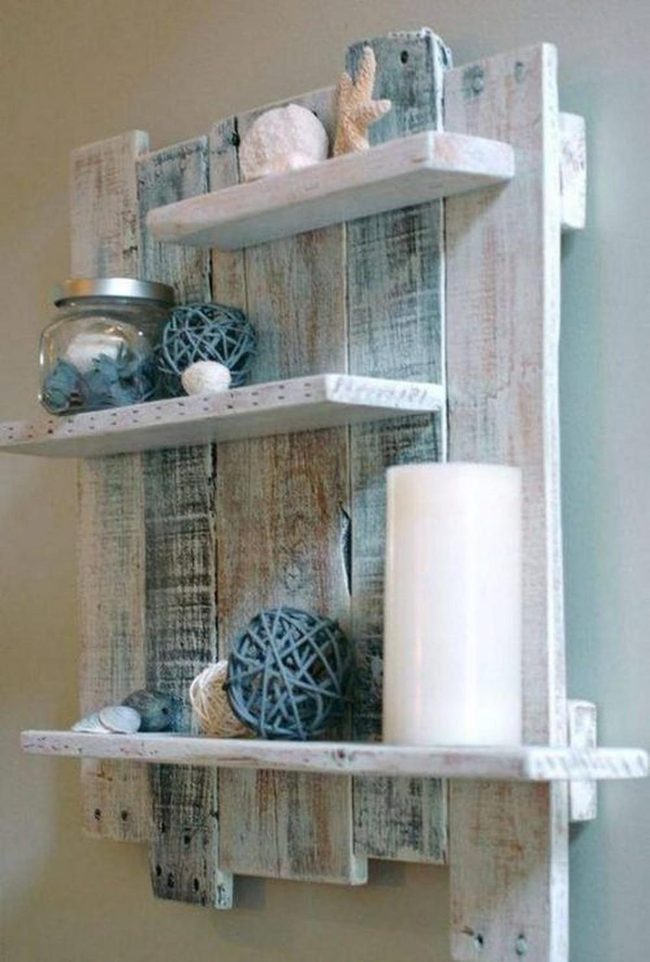 Weathered White Wood Beach Shelves