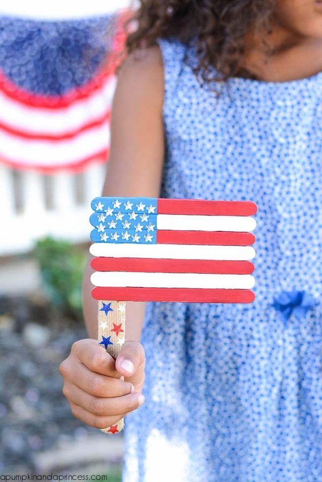 Red White Blue Stick Flags